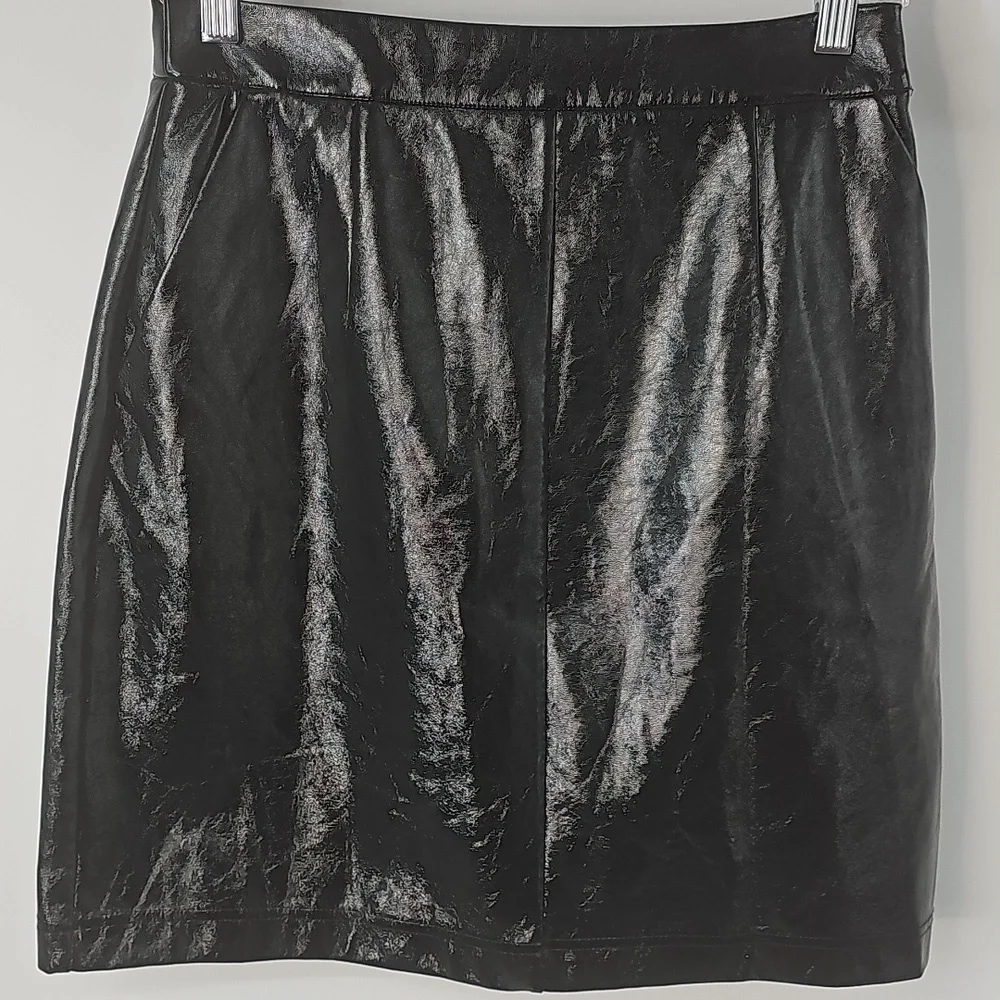 JUST Female‎ Dianna Black Patent Leather Mini Skirt Party Festival Y2K